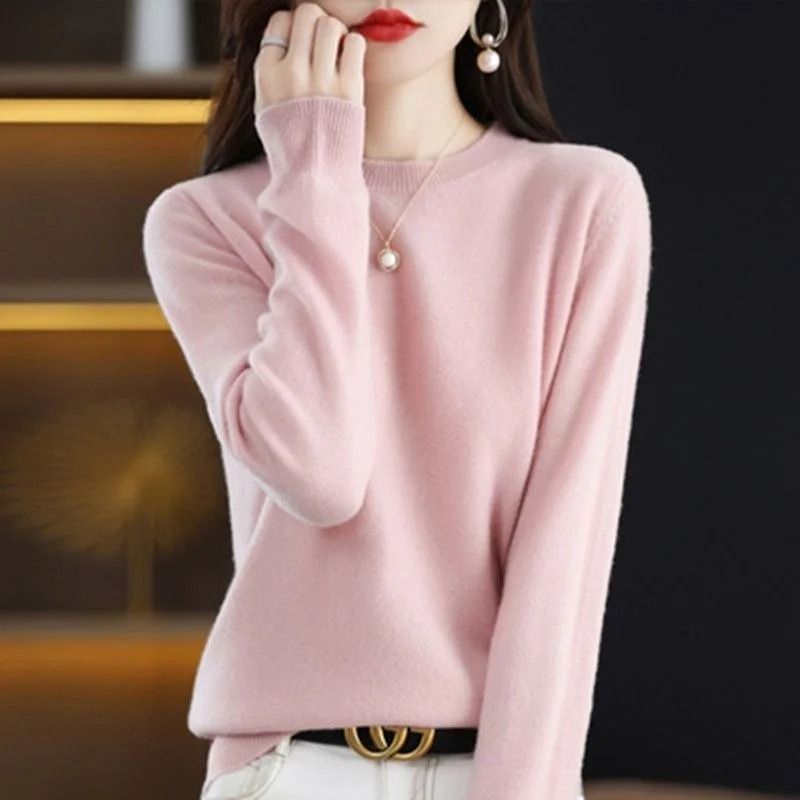 Women O Neck Knit Sweater Autumn Winter Casual Pullover Warm Jumper Korean Fashion Knitwear