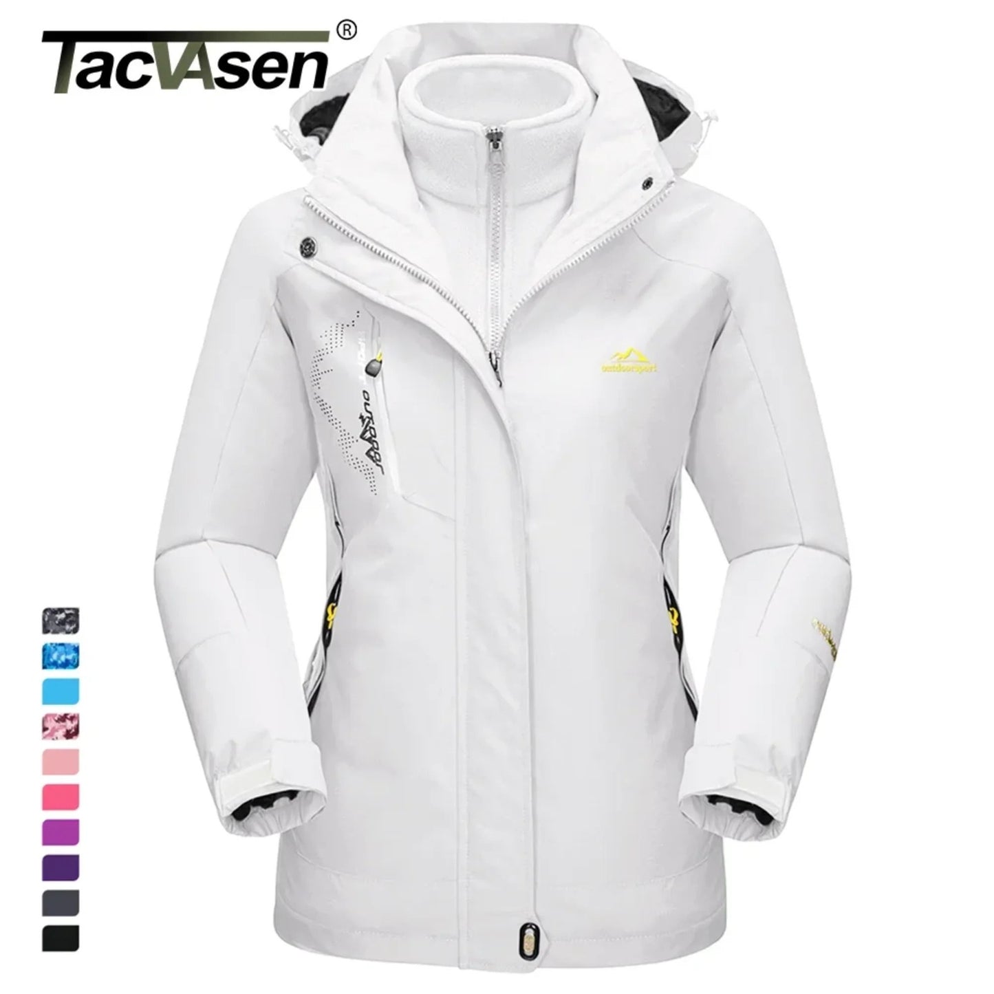 TACVASEN 3in1 waterproof fleece jacket women rain ski parka