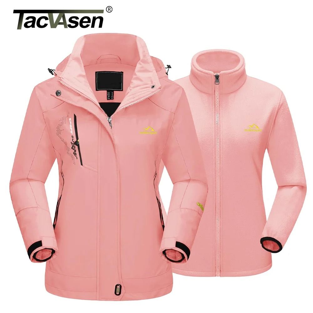 TACVASEN 3in1 waterproof fleece jacket women rain ski parka