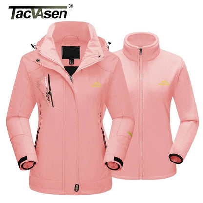 TACVASEN 3in1 waterproof fleece jacket women rain ski parka