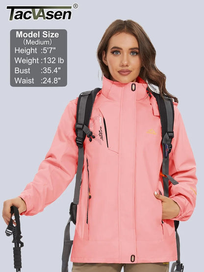 TACVASEN 3in1 waterproof fleece jacket women rain ski parka