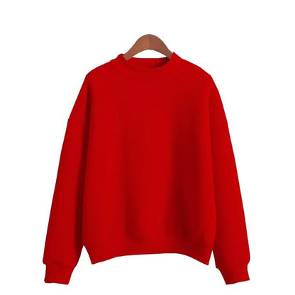 Women korean style o neck knitted pullover sweatshirt thick loose fit candy color hoodie