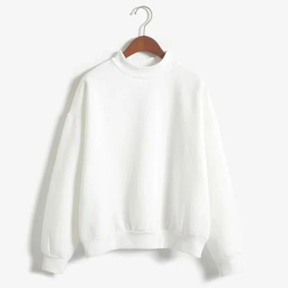 Women korean style o neck knitted pullover sweatshirt thick loose fit candy color hoodie