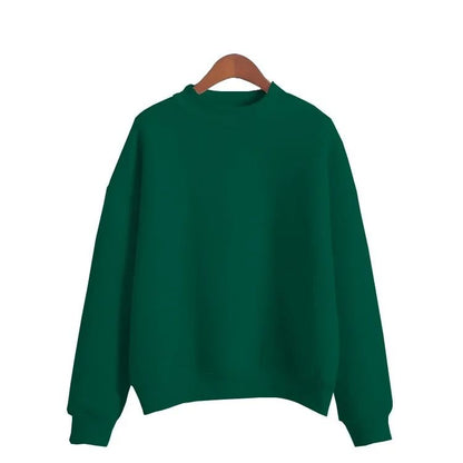 Women korean style o neck knitted pullover sweatshirt thick loose fit candy color hoodie