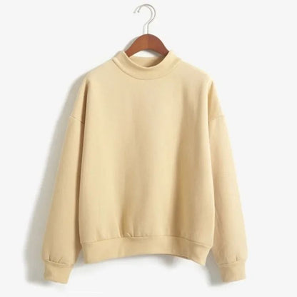 Women korean style o neck knitted pullover sweatshirt thick loose fit candy color hoodie