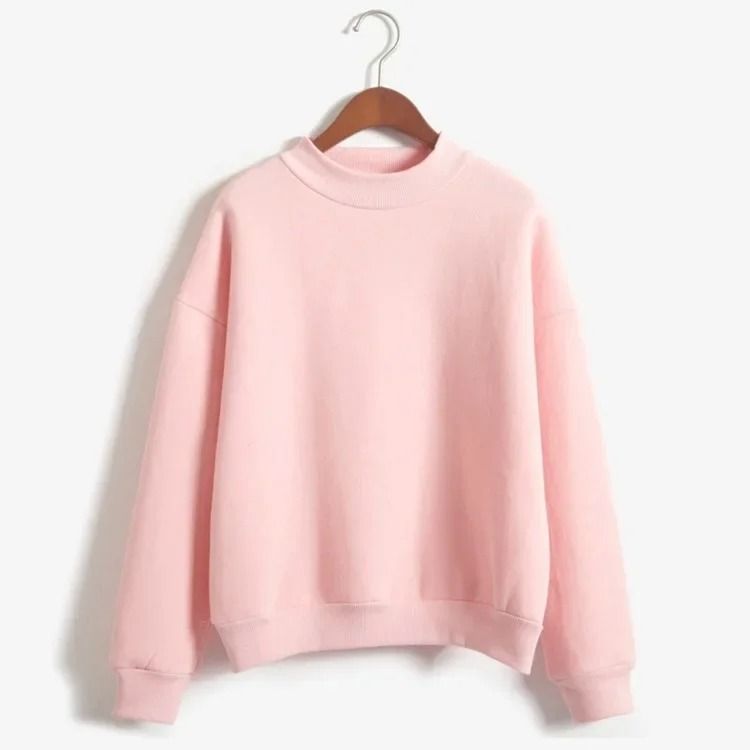 Women korean style o neck knitted pullover sweatshirt thick loose fit candy color hoodie