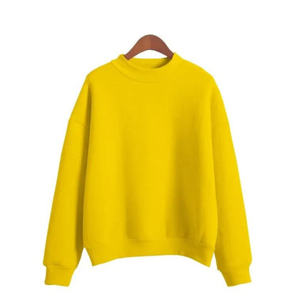 Women korean style o neck knitted pullover sweatshirt thick loose fit candy color hoodie