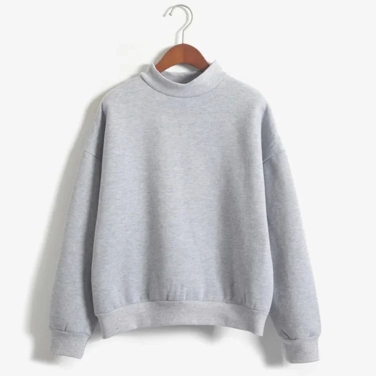 Women korean style o neck knitted pullover sweatshirt thick loose fit candy color hoodie