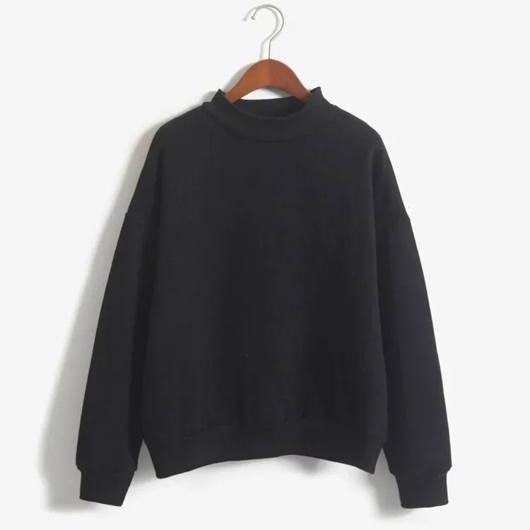 Women korean style o neck knitted pullover sweatshirt thick loose fit candy color hoodie
