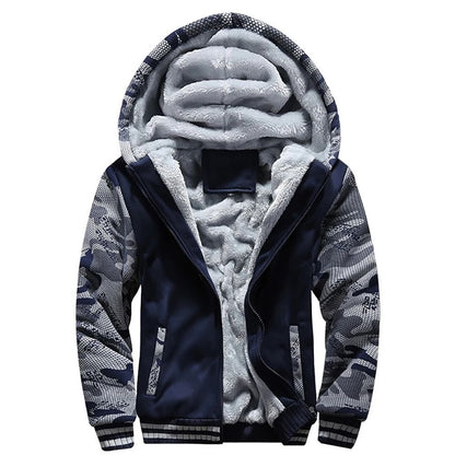 Mens Camouflage Winter Jacket With Fleece Lining And Hood