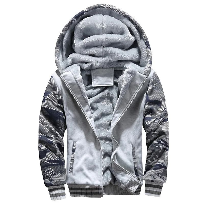 Mens Camouflage Winter Jacket With Fleece Lining And Hood