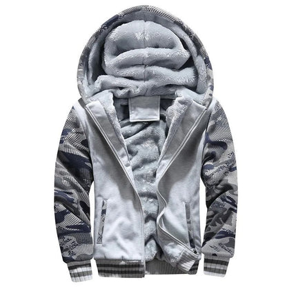 Mens Camouflage Winter Jacket With Fleece Lining And Hood