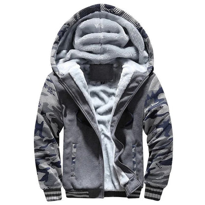 Mens Camouflage Winter Jacket With Fleece Lining And Hood
