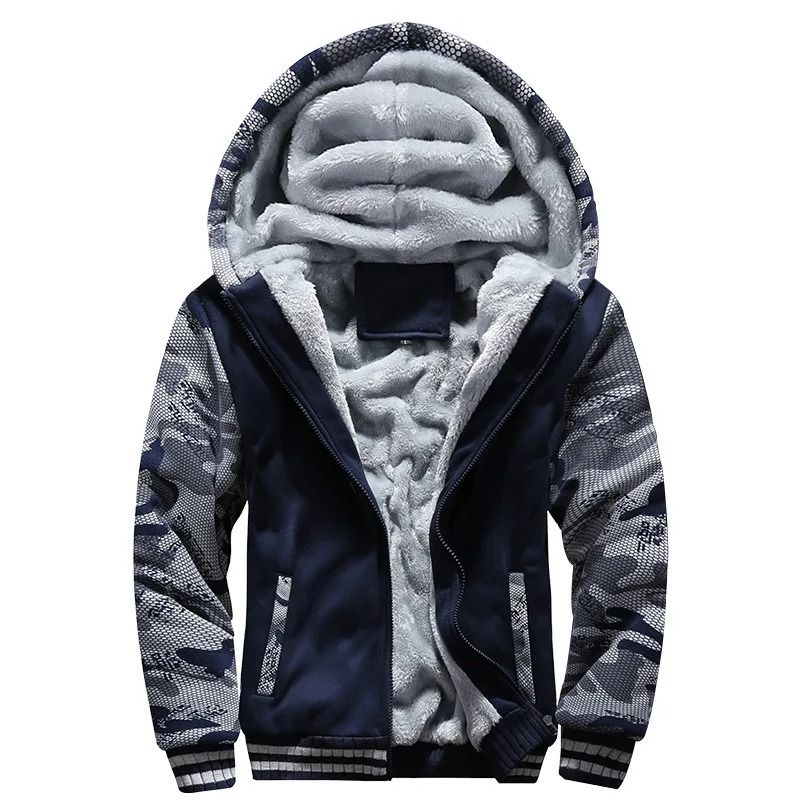 Mens Camouflage Winter Jacket With Fleece Lining And Hood