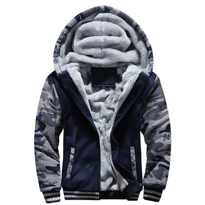 Mens Camouflage Winter Jacket With Fleece Lining And Hood
