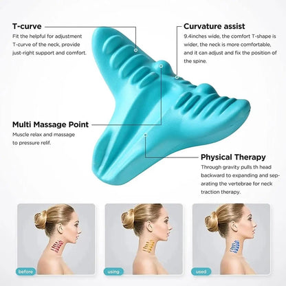 Neck And Shoulder Relaxer Cervical Traction Pillow For Pain Relief And Posture Support