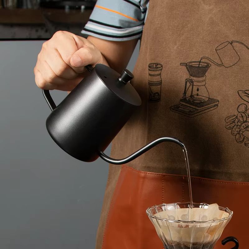 304 Stainless Steel Gooseneck Coffee Kettle – 20.29oz Pour Over Espresso Maker for Barista Brewing