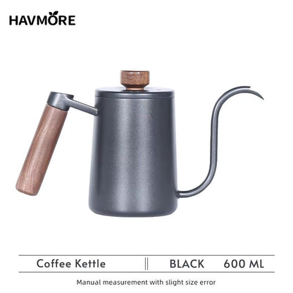 304 Stainless Steel Gooseneck Coffee Kettle – 20.29oz Pour Over Espresso Maker for Barista Brewing