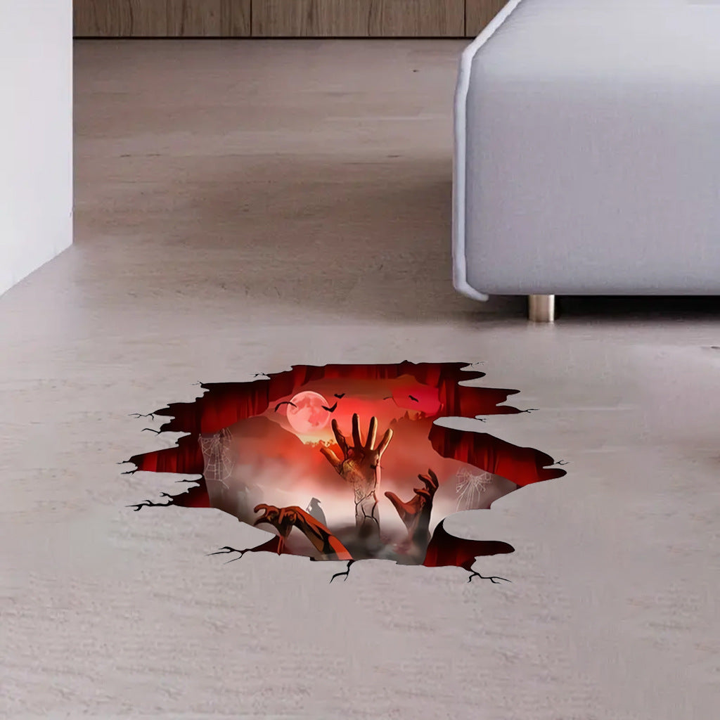 Creative Halloween 3D, Ghost Hand Cross-border, Terrifying Removable Sticker, Halloween Mall Decoration Wall