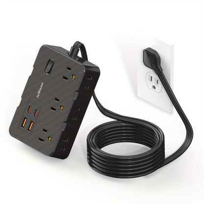 Ultra Thin Flat Plug Power Strip with 6 Outlets and 4 USB Ports (2 USB-C) – 5ft Surge Protector Extension Cord