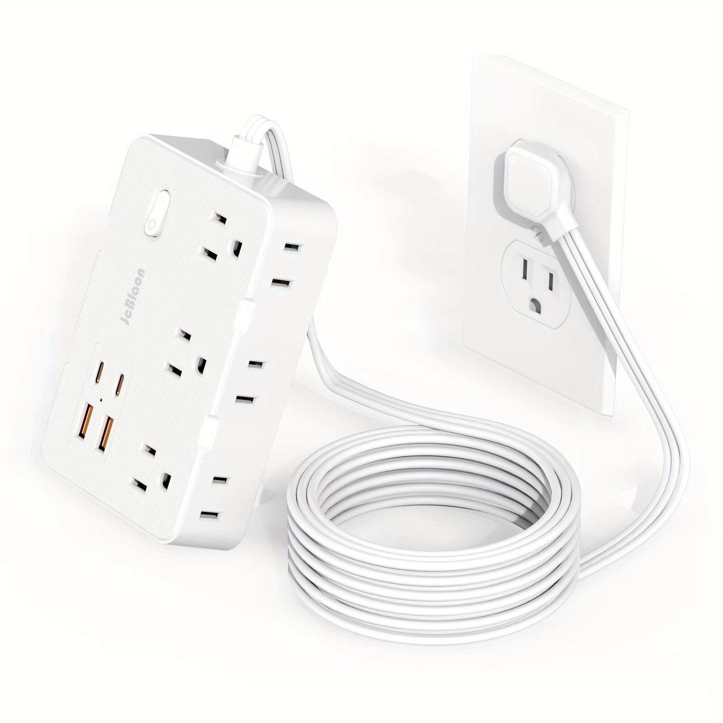 Ultra Thin Flat Plug Power Strip with 6 Outlets and 4 USB Ports (2 USB-C) – 5ft Surge Protector Extension Cord