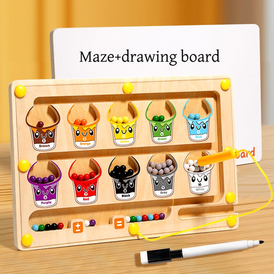 Toddler Montessori Magnetic Color Sorting Maze & Drawing Board, Number Matching Learning Counting Preschool Educational