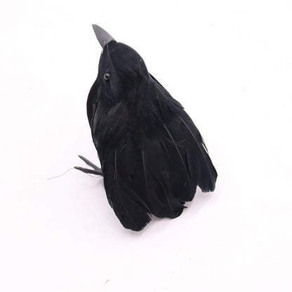 Simulated Black Feather Crow, Halloween Decorations, Haunted House Ornament, Party Supplies, Spooky Home Decor Prop