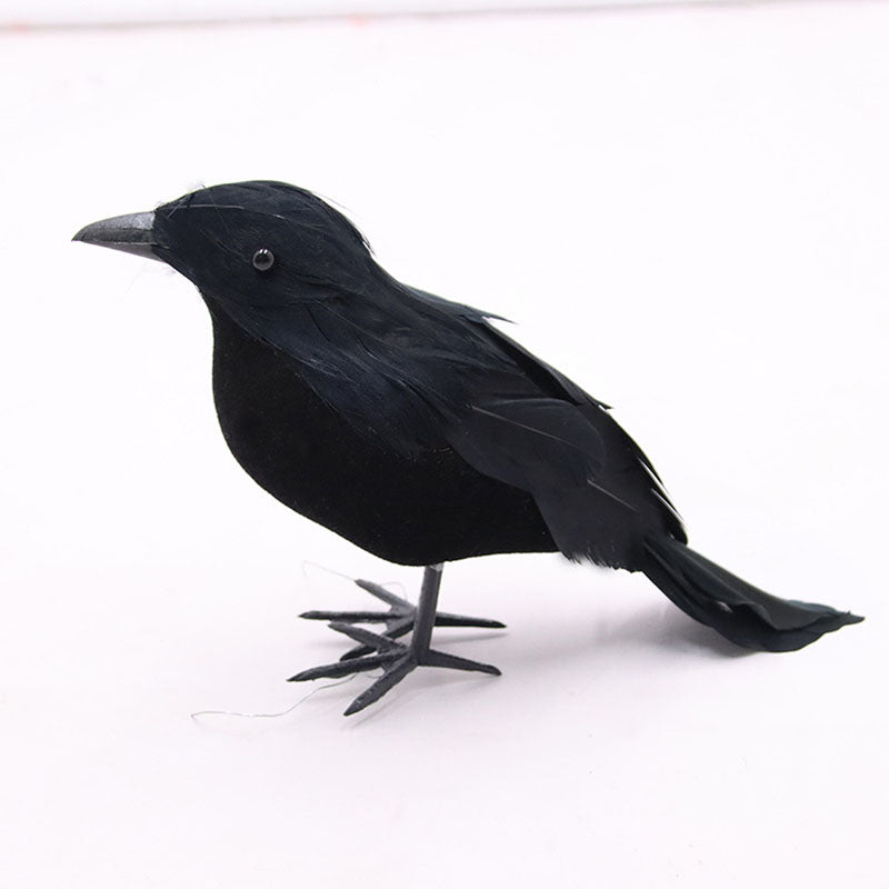 Simulated Black Feather Crow, Halloween Decorations, Haunted House Ornament, Party Supplies, Spooky Home Decor Prop