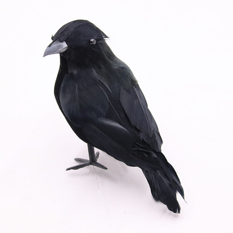 Simulated Black Feather Crow, Halloween Decorations, Haunted House Ornament, Party Supplies, Spooky Home Decor Prop