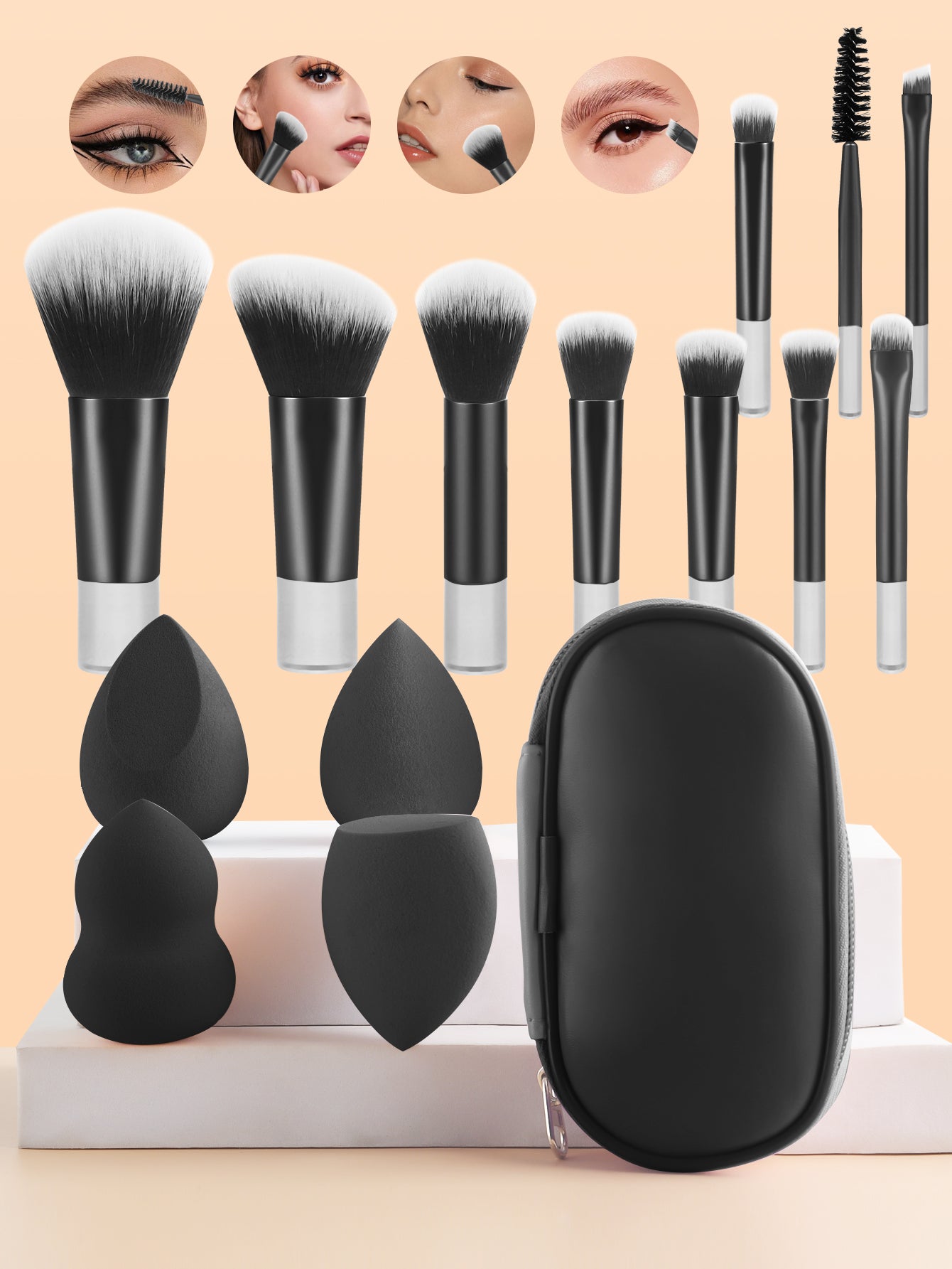 Makeup Brush and Makeup Egg Set, Powder Eyeshadow Foundation Blush Concealer Beauty Makeup Tools Brushes Kit