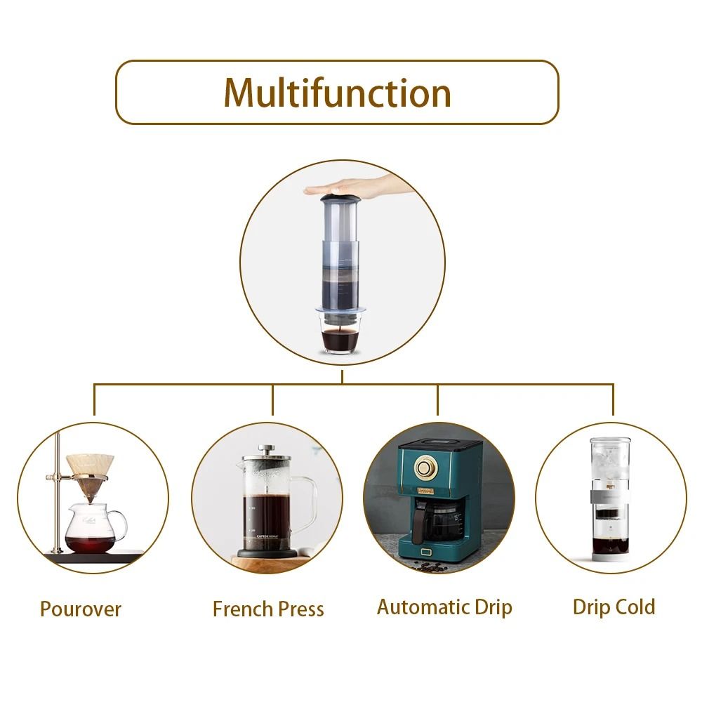 Portable Espresso Coffee Maker French Press Style with 300ml Brew Chamber Filters and Paper Kit