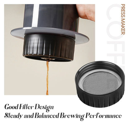 Portable Espresso Coffee Maker French Press Style with 300ml Brew Chamber Filters and Paper Kit
