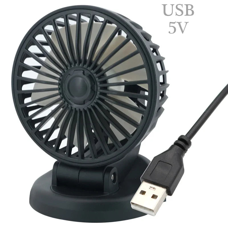 12V/24V USB Car Fan with Cigarette Lighter Plug, Portable, Adjustable Big Wind Mini Fan for All Vehicles