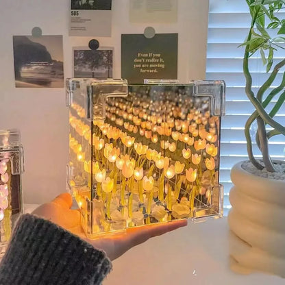 Creative DIY Tulip Flower Sea Cube Night Light Kit, 3D Romantic Gift for Girlfriend, Couples