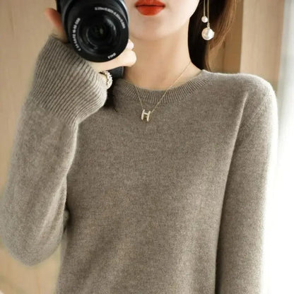 Womens Spring Autumn Sweater Knitwear Long Sleeve Pullover Soft O Neck Jumper