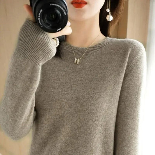 Womens Spring Autumn Sweater Knitwear Long Sleeve Pullover Soft O Neck Jumper