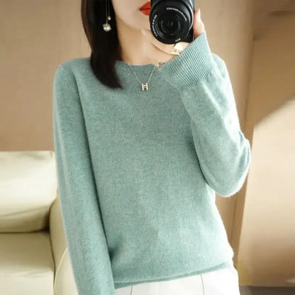 Womens Spring Autumn Sweater Knitwear Long Sleeve Pullover Soft O Neck Jumper