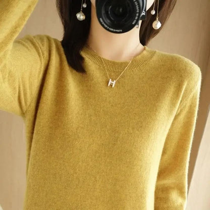Womens Spring Autumn Sweater Knitwear Long Sleeve Pullover Soft O Neck Jumper