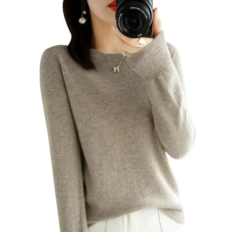 Womens Spring Autumn Sweater Knitwear Long Sleeve Pullover Soft O Neck Jumper