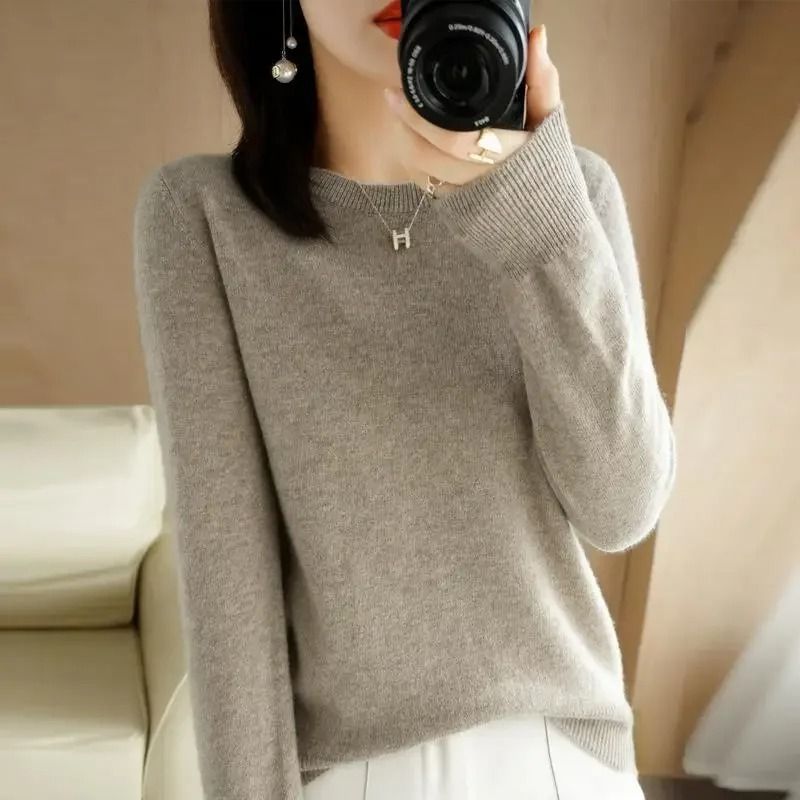 Womens Spring Autumn Sweater Knitwear Long Sleeve Pullover Soft O Neck Jumper