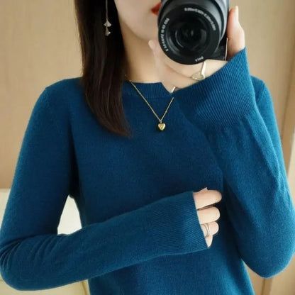 Womens Spring Autumn Sweater Knitwear Long Sleeve Pullover Soft O Neck Jumper