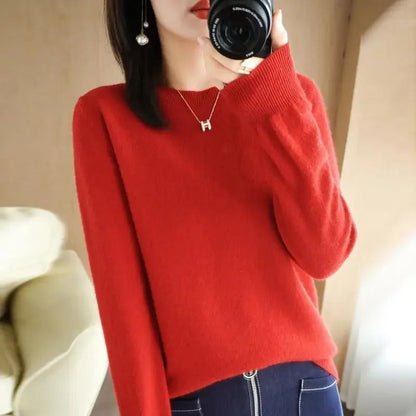 Womens Spring Autumn Sweater Knitwear Long Sleeve Pullover Soft O Neck Jumper