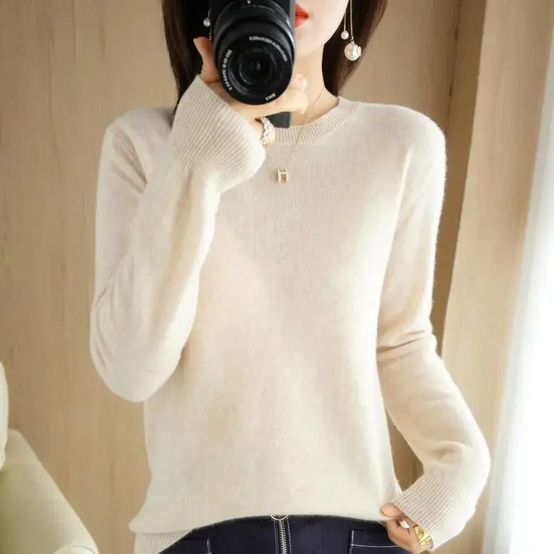 Womens Spring Autumn Sweater Knitwear Long Sleeve Pullover Soft O Neck Jumper