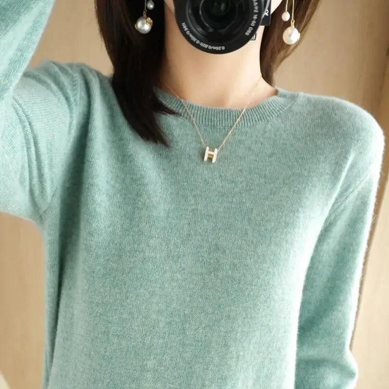 Womens Spring Autumn Sweater Knitwear Long Sleeve Pullover Soft O Neck Jumper