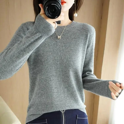 Womens Spring Autumn Sweater Knitwear Long Sleeve Pullover Soft O Neck Jumper