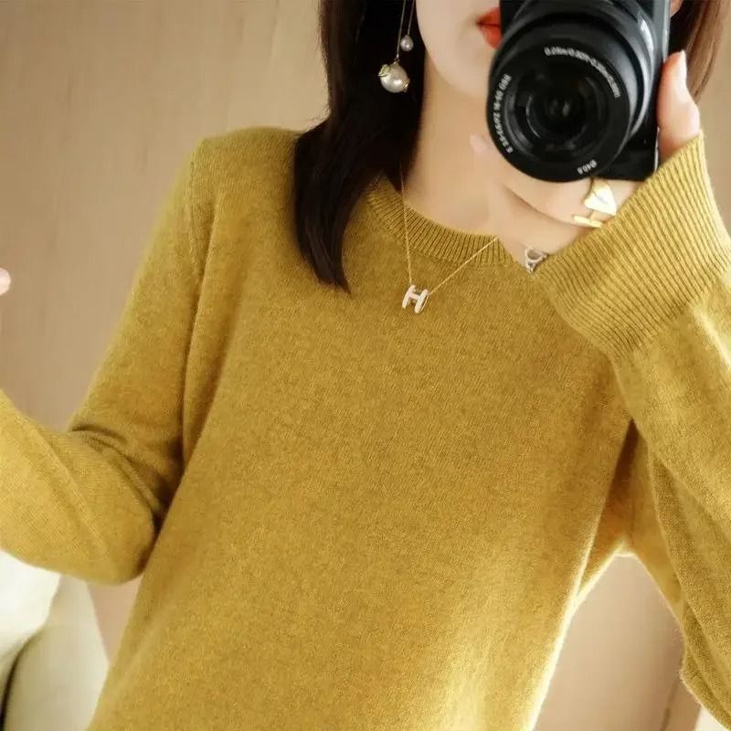 Womens Spring Autumn Sweater Knitwear Long Sleeve Pullover Soft O Neck Jumper