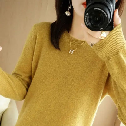 Womens Spring Autumn Sweater Knitwear Long Sleeve Pullover Soft O Neck Jumper