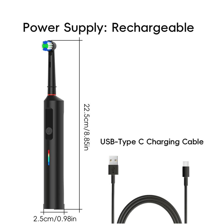 Rechargeable Electric Toothbrush with Rotating Brush Head Compatible with Oral B