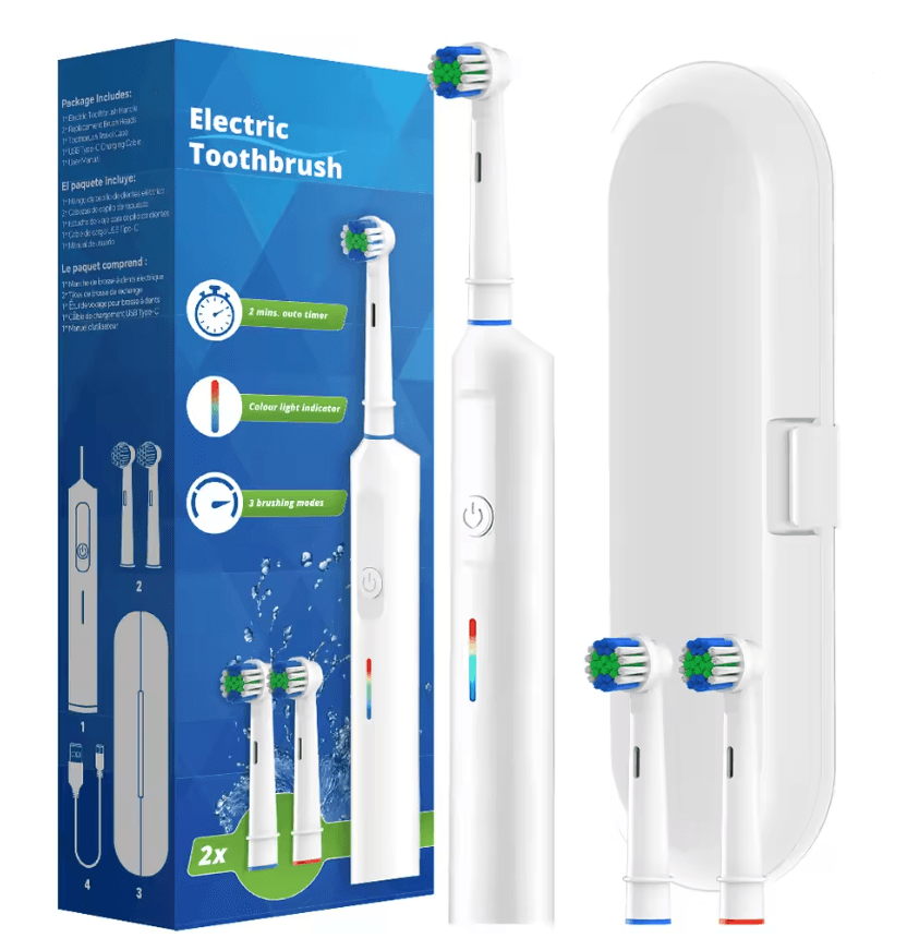 Rechargeable Electric Toothbrush with Rotating Brush Head Compatible with Oral B