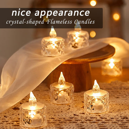 Romantic Crystal Flameless LED Candles, Transparent Electronic Night Lamps for Home, Wedding, Party & Valentine